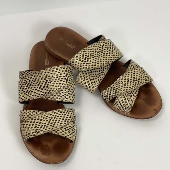 Diane Von Furstenburg Polka Dot Cross Strap Slides Black Cream Size 8.5 - Picture 2 of 11